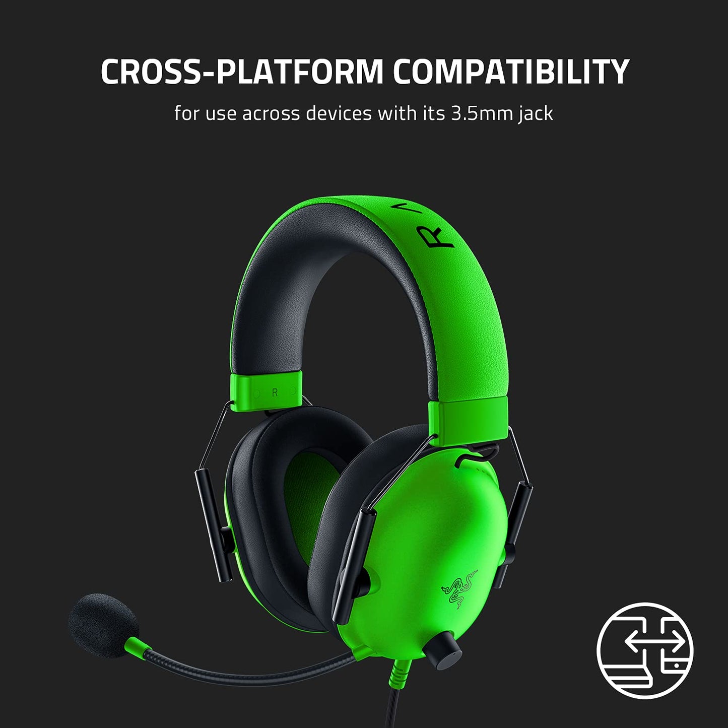 Razer BlackShark V2 X Gaming Headset: 7.1 Surround Sound - 50mm Drivers - Memory Foam Ear Cushions - For PC, PS5, PS4, Switch, Xbox One, Xbox Series X|S, Mobile - 3.5mm Audio Jack - Green