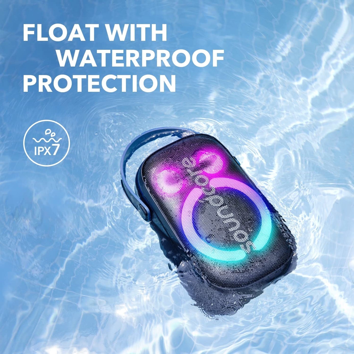 Soundcore Anker Rave Neo 2 Altavoz portátil, PartyCast 2.0, espectáculo de luz, IPX7 Impermeable (Flota en el Agua), 18 hrs de reproducción, Ecualizador Personalizable.