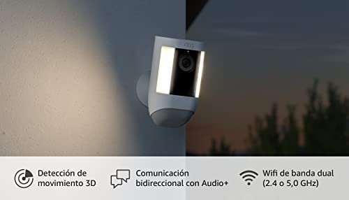 Ring Pro Cámara de seguridad exterior con luces y sirena inalábrica (Spotlight Cam Pro Battery)