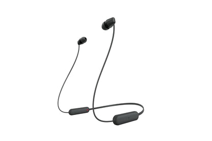 Sony WI-C100 - Audífonos inalámbricos intraauriculares con Banda para el Cuello y micrófono para Llamadas con Manos Libres, Negro, WIC100/B (Versión Nacional)
