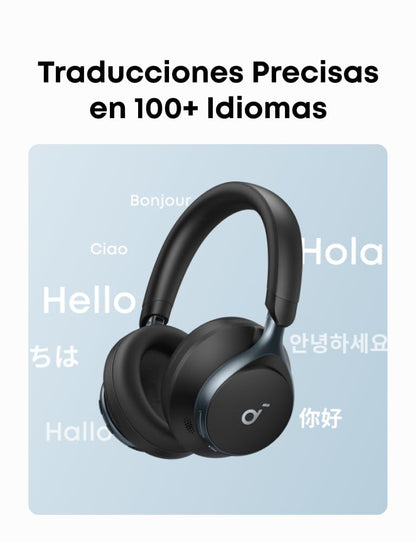 Soundcore by Anker Space One Audífonos Inalámbricos Diadema con Cancelación Activa Adaptativa, Reducción de Voz 2X más Fuerte, Audio Hi-Res, LDAC, hasta 40h, para Juegos, Gamer, Regalos para mamá
