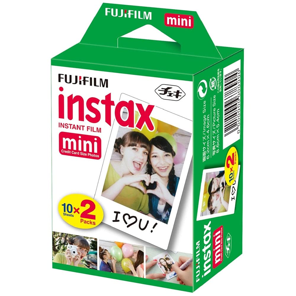 Fujifilm Instax Mini película 20 Estampados para Fuji 8 50s 25 7S 90 300, a Todo Color, Paquete Doble