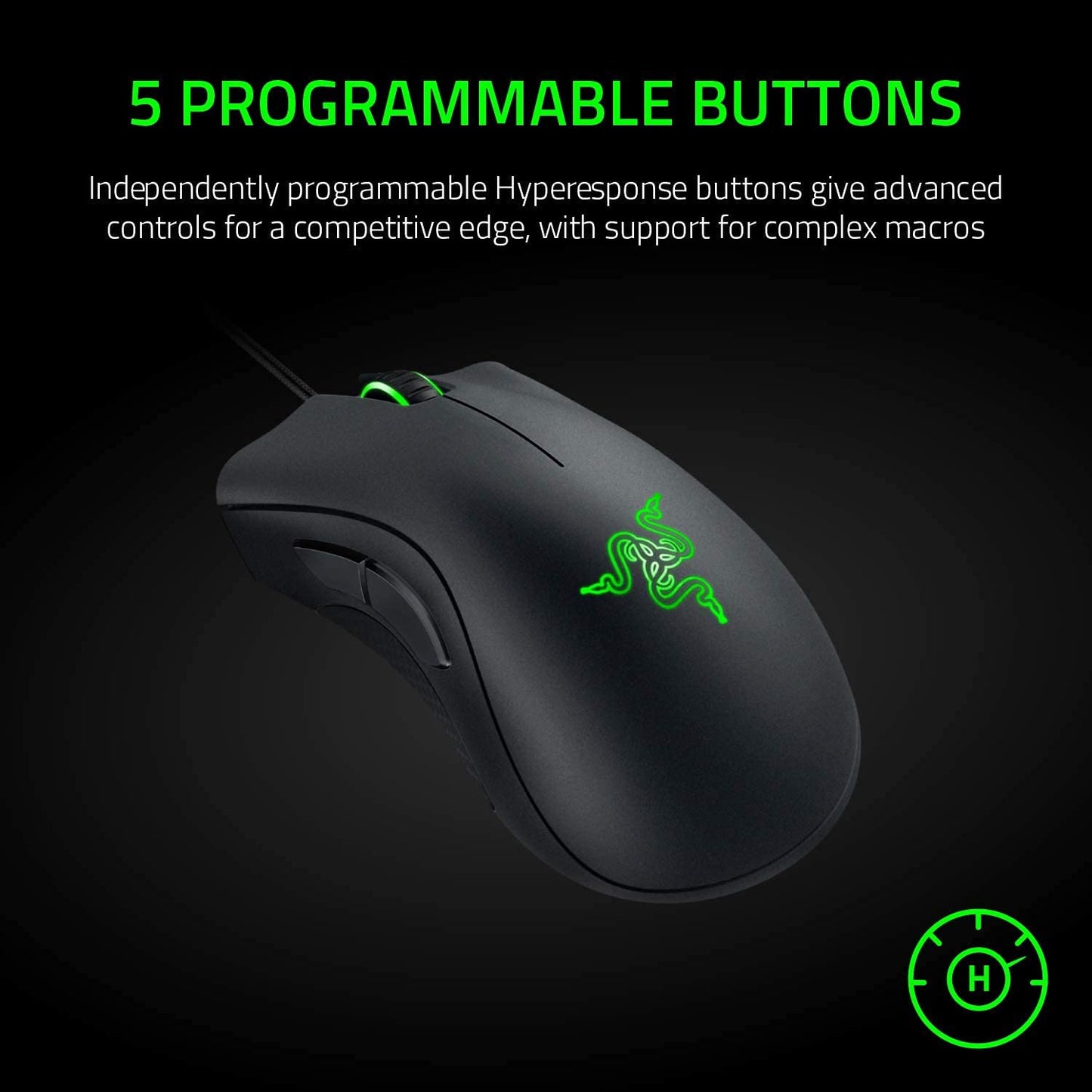 Razer DeathAdder Essential - Mouse para Gaming con Sensor óptico de 6400 dpi, 5 Botones programables, interruptores mecánicos, empuñaduras Laterales de Goma, Color Negro