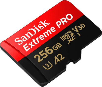 SanDisk Tarjeta microSDXC Extreme Pro de 256 GB + Adaptador SD + RescuePRO Deluxe, hasta 200 MB/s, con Rendimiento de aplicación A2, UHS-I, Clase 10, U3, V30