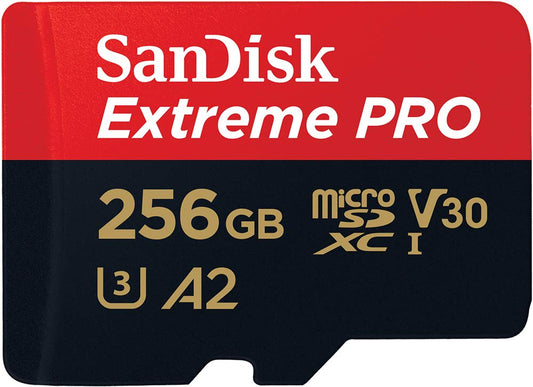 SanDisk Tarjeta microSDXC Extreme Pro de 256 GB + Adaptador SD + RescuePRO Deluxe, hasta 200 MB/s, con Rendimiento de aplicación A2, UHS-I, Clase 10, U3, V30