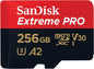 SanDisk Tarjeta microSDXC Extreme Pro de 256 GB + Adaptador SD + RescuePRO Deluxe, hasta 200 MB/s, con Rendimiento de aplicación A2, UHS-I, Clase 10, U3, V30