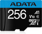 ADATA 256 GB Tarjeta de Memoria Micro SDXC con Adaptador Color Negro con Azul A1 (Clase 10)