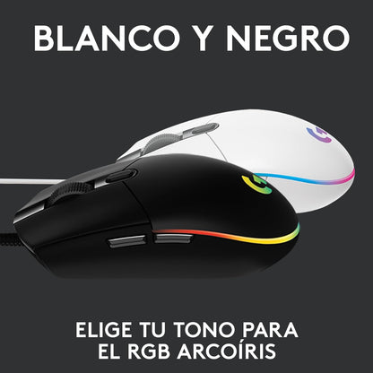 Logitech G203 LIGHTSYNC Mouse Gaming con Iluminación RGB Personalizable, 6 Botones Programables Seguimiento de hasta 8,000 dpi, Ultra-Ligero - Negro