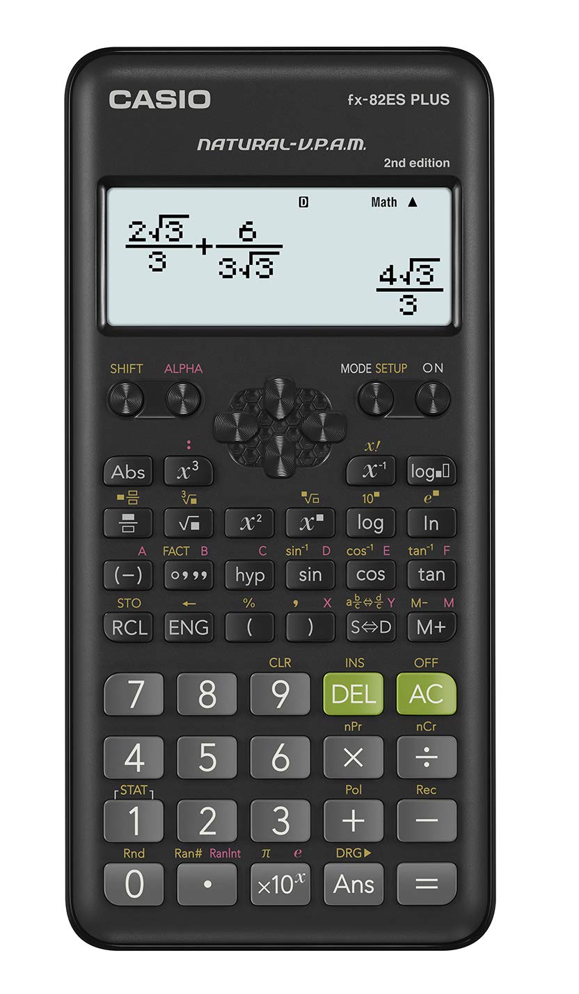 Casio FX-82ES Plus-2 Calculadora científica, 252 Funciones, 11 x 77 x 162 mm, Negro