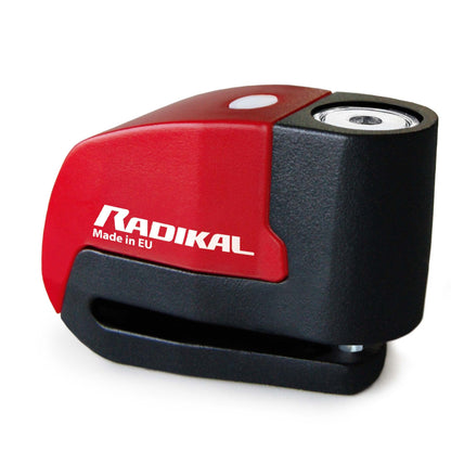 RADIKAL RK6 Candado Moto Disco Alarma 120db ON/OFF, Warning Avisador, Módulo Remplazable Impermeable, Pila Litio, Universal Motos Scooters Bicicletas Patinetes, Antirrobo Pinza Disco Freno