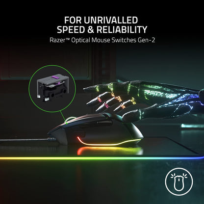 Razer Basilisk V3 Mouse Gaming Ergonómico Personalizable: El interruptor de ratón más rápido para juegos - Iluminación RGB Chroma - Sensor Óptico de 26K DPI - 11 Botones Programables - Negro