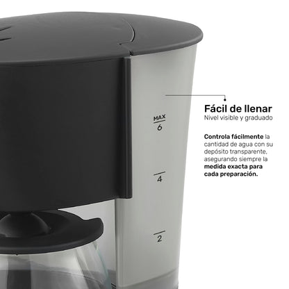 Taurus Cafetera de Goteo Coffee Max 6 Filtro Permanente Negro