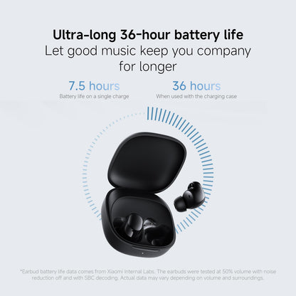 XIAOMI Audífonos Redmi Buds 6 Play Negro, Batería de hasta 36 Horas, Driver de 10mm, 5 ecualizadores, reducción de Ruido AI para Llamadas