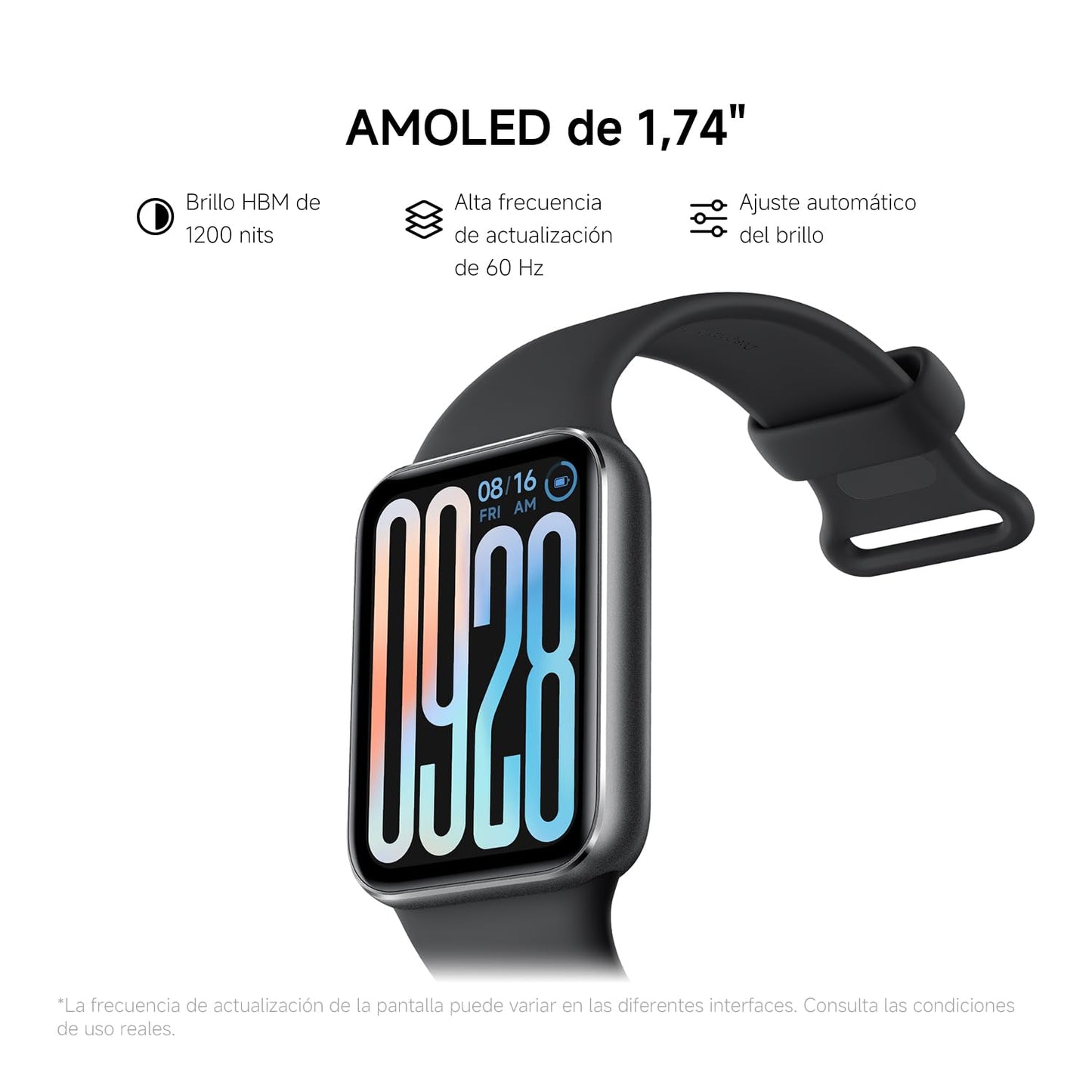 XIAOMI Band 9 Pro Smartwatch Negro - hasta 21 días de Batería, Pantalla AMOLED de 1.74", Compatible con Android y iOS, Marco de Aluminio, GPS y Brújula incorporados, +150 Modos de Entrenamiento