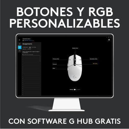 Logitech G203 LIGHTSYNC Mouse Gaming con Iluminación RGB Personalizable, 6 Botones Programables Seguimiento de hasta 8,000 dpi, Ultra-Ligero - Negro