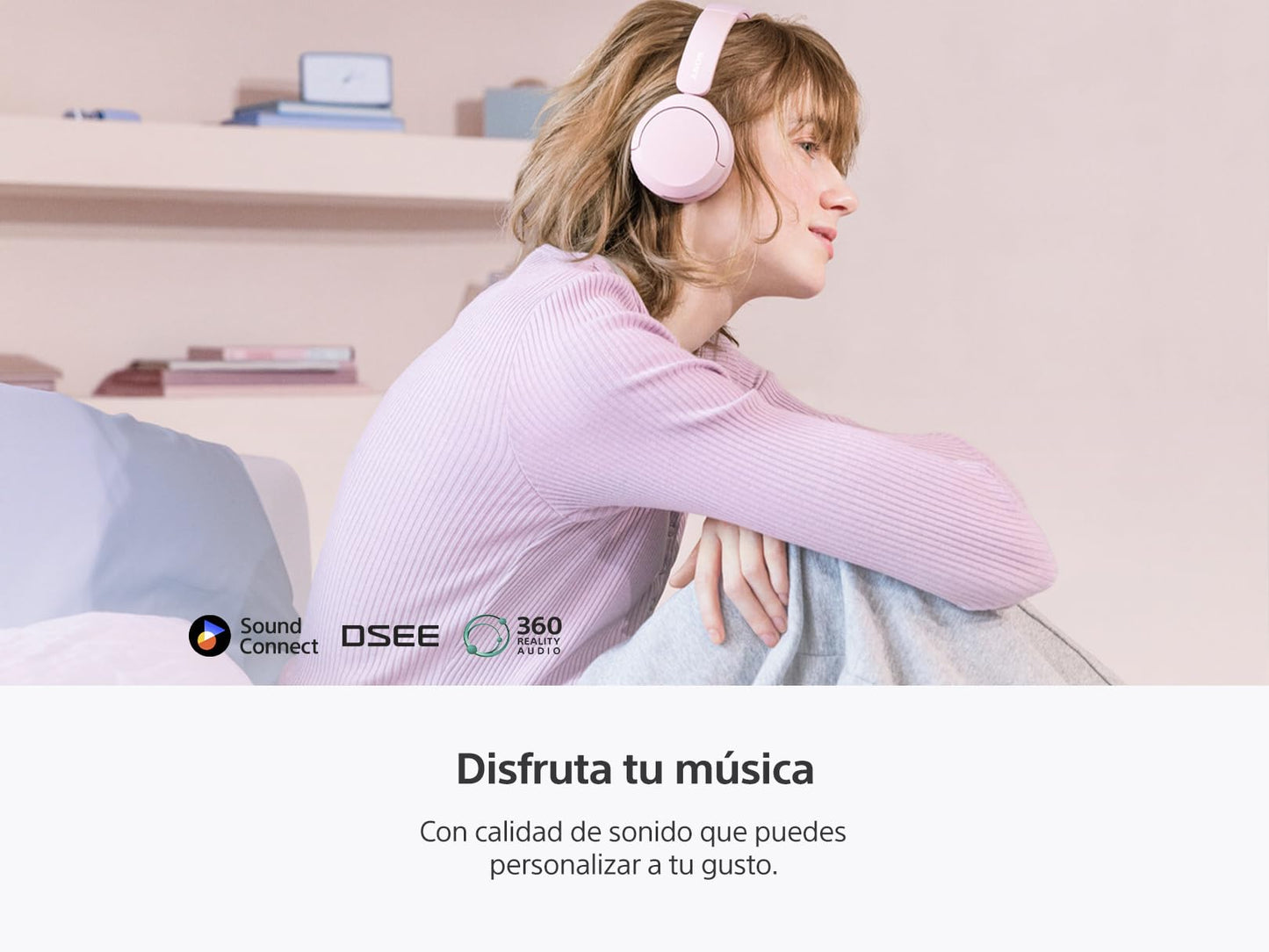 Sony Audífonos Inalámbricos de Diadema WH-CH520 Batería de Larga Duración Rosa