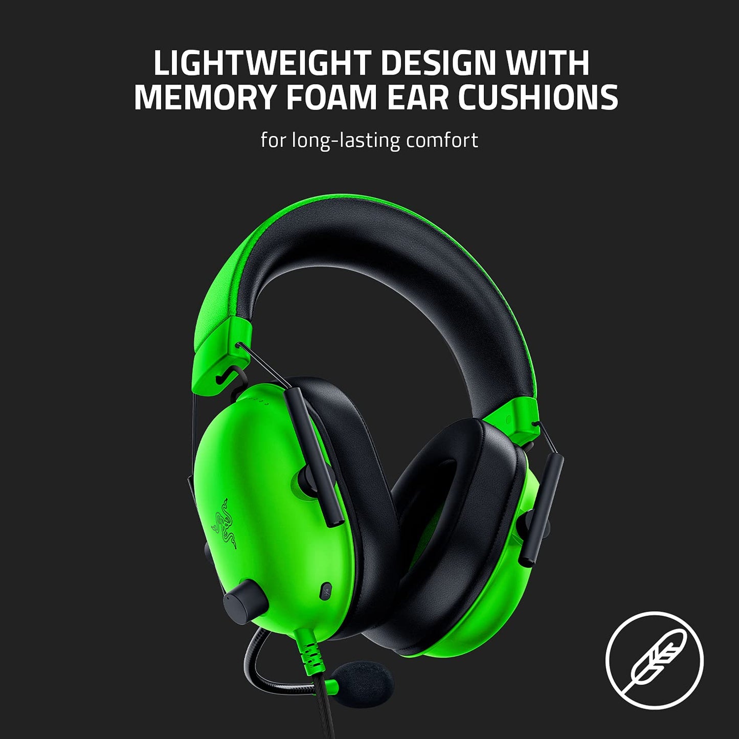 Razer BlackShark V2 X Gaming Headset: 7.1 Surround Sound - 50mm Drivers - Memory Foam Ear Cushions - For PC, PS5, PS4, Switch, Xbox One, Xbox Series X|S, Mobile - 3.5mm Audio Jack - Green