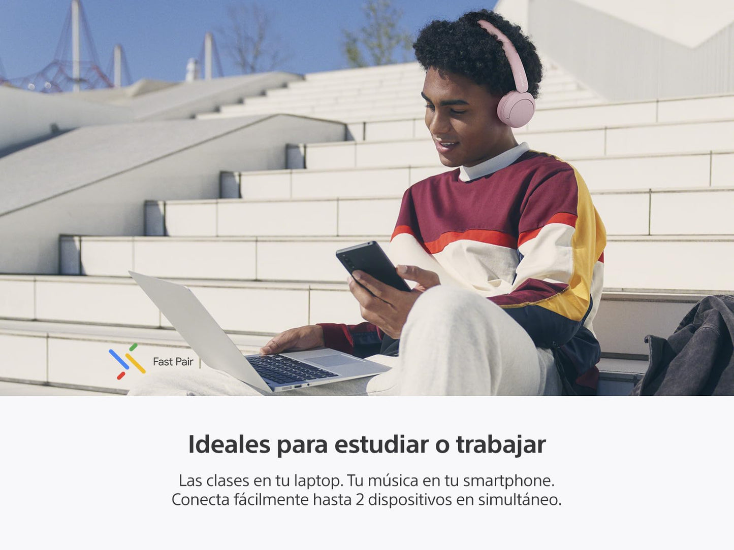 Sony Audífonos Inalámbricos de Diadema WH-CH520 Batería de Larga Duración Rosa