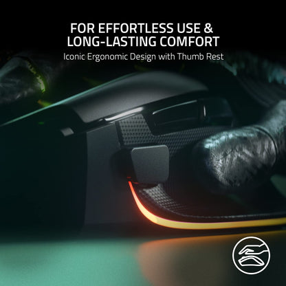 Razer Basilisk V3 Mouse Gaming Ergonómico Personalizable: El interruptor de ratón más rápido para juegos - Iluminación RGB Chroma - Sensor Óptico de 26K DPI - 11 Botones Programables - Negro