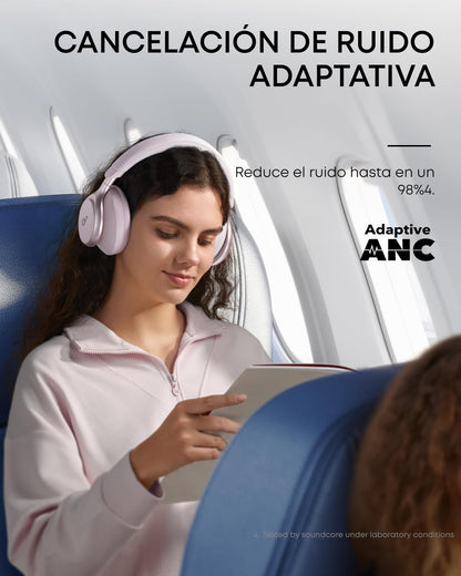 Soundcore by Anker Space One Audífonos Inalámbricos Diadema con Cancelación Activa Adaptativa, Reducción de Voz 2X más Fuerte, Audio Hi-Res, LDAC, hasta 40h, para Juegos, Gamer
