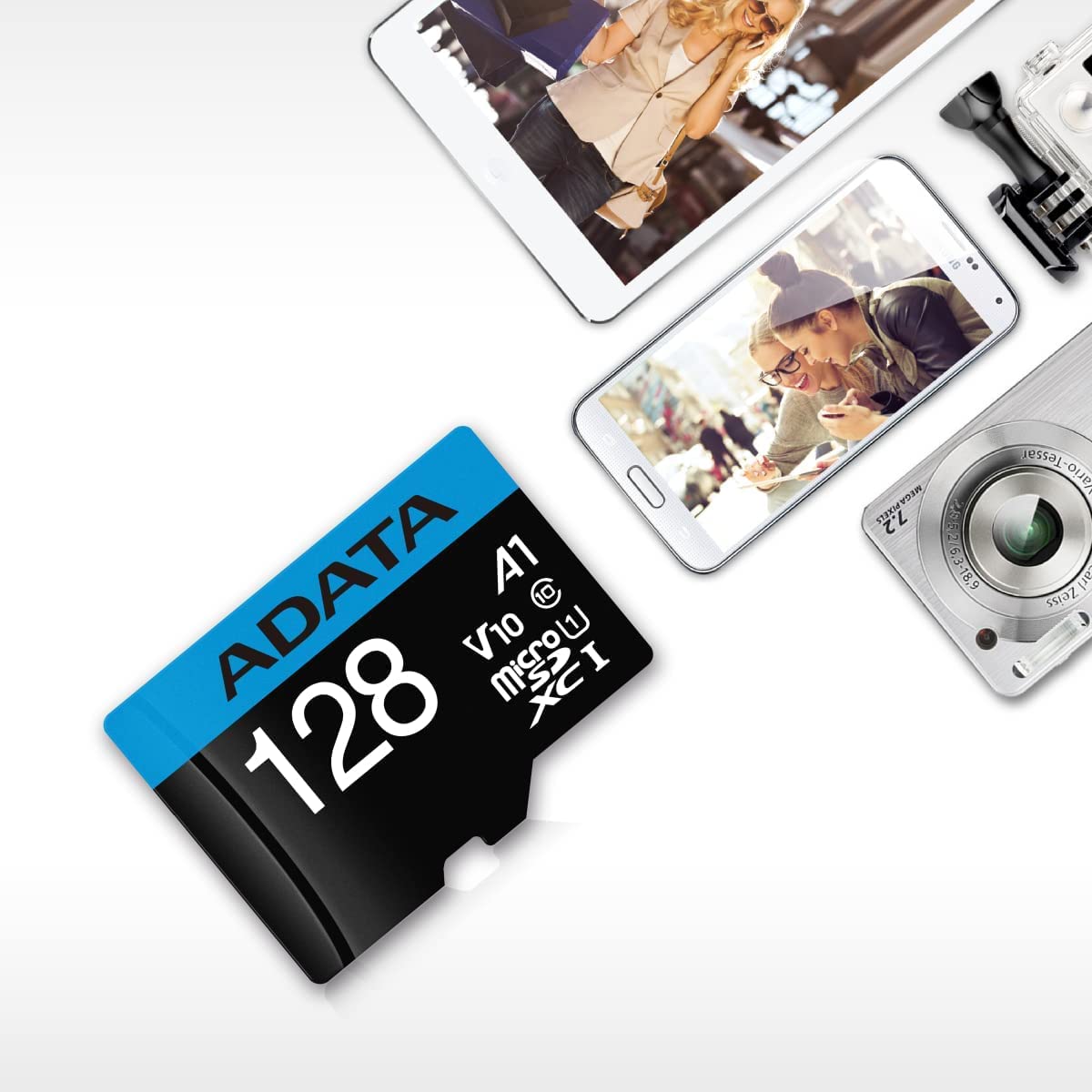 ADATA 128 GB Tarjeta de Memoria Micro SDXC con Adaptador Color Negro con Azul A1 (Clase 10)