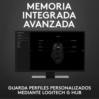 Logitech G502 Hero Mouse Gaming con Cable, Sensor Hero 25K, LIGHTSYNC RGB, Peso Ajustable, 11 Botones programables, Memoria integrada - Negro