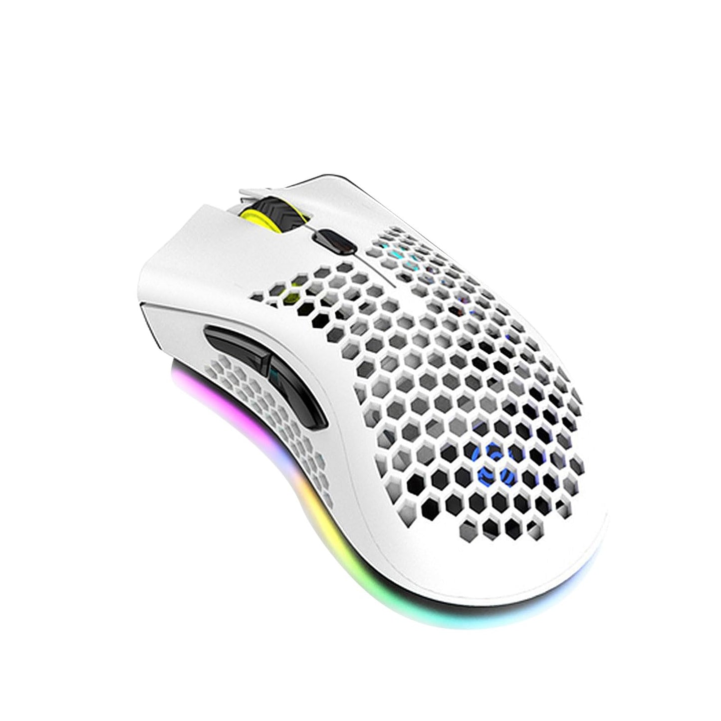K SNAKE Ratón Ergonómico para Juegos con dpi Ajustable 800/1200/3000, Mouse Gamer Inalámbrico, Iluminación Chroma RGB, Bm600 (Blanco)