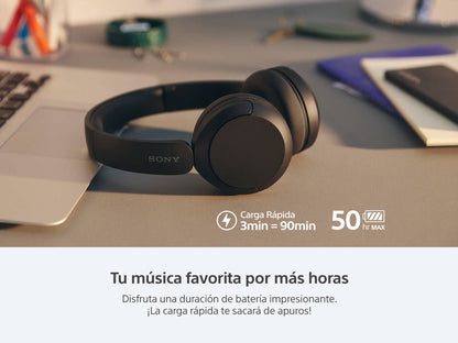Sony Audífonos Inalámbricos On Ear Wh-Ch520 Hasta 50 Horas de Batería Negro