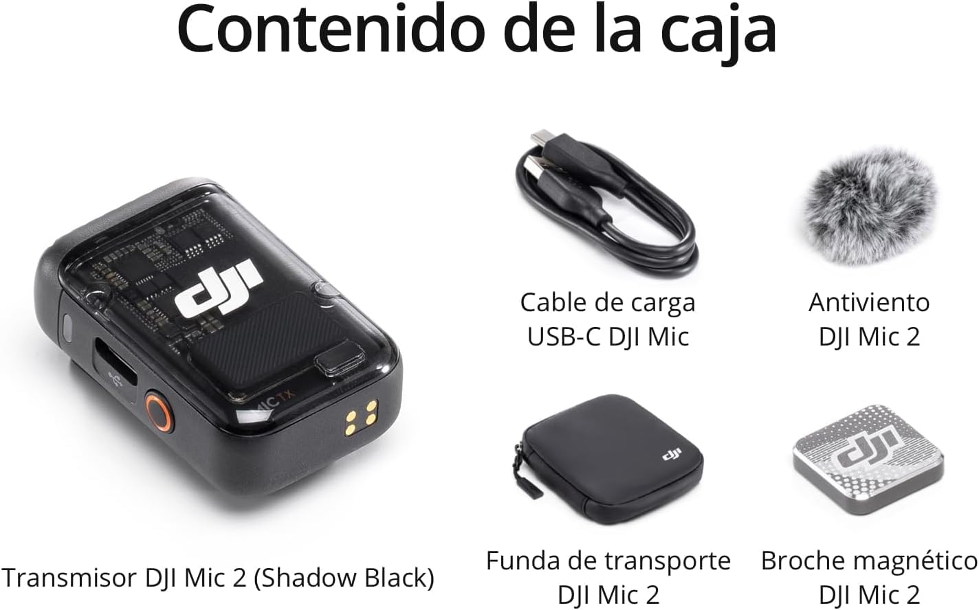 Dji Micrófono Inalámbrico Mic 2 Cancelación De Ruido Inteligente Shadow Black