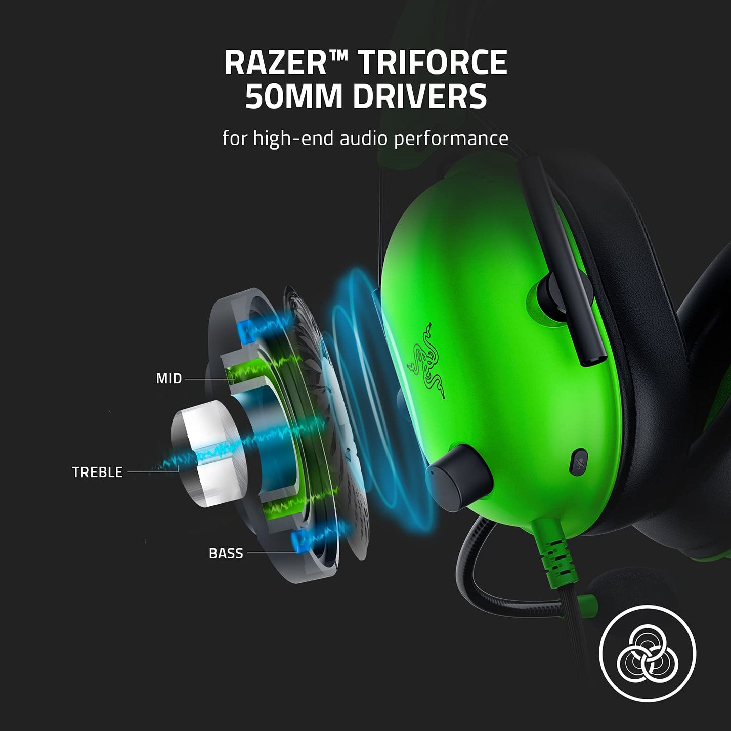 Razer BlackShark V2 X Gaming Headset: 7.1 Surround Sound - 50mm Drivers - Memory Foam Ear Cushions - For PC, PS5, PS4, Switch, Xbox One, Xbox Series X|S, Mobile - 3.5mm Audio Jack - Green
