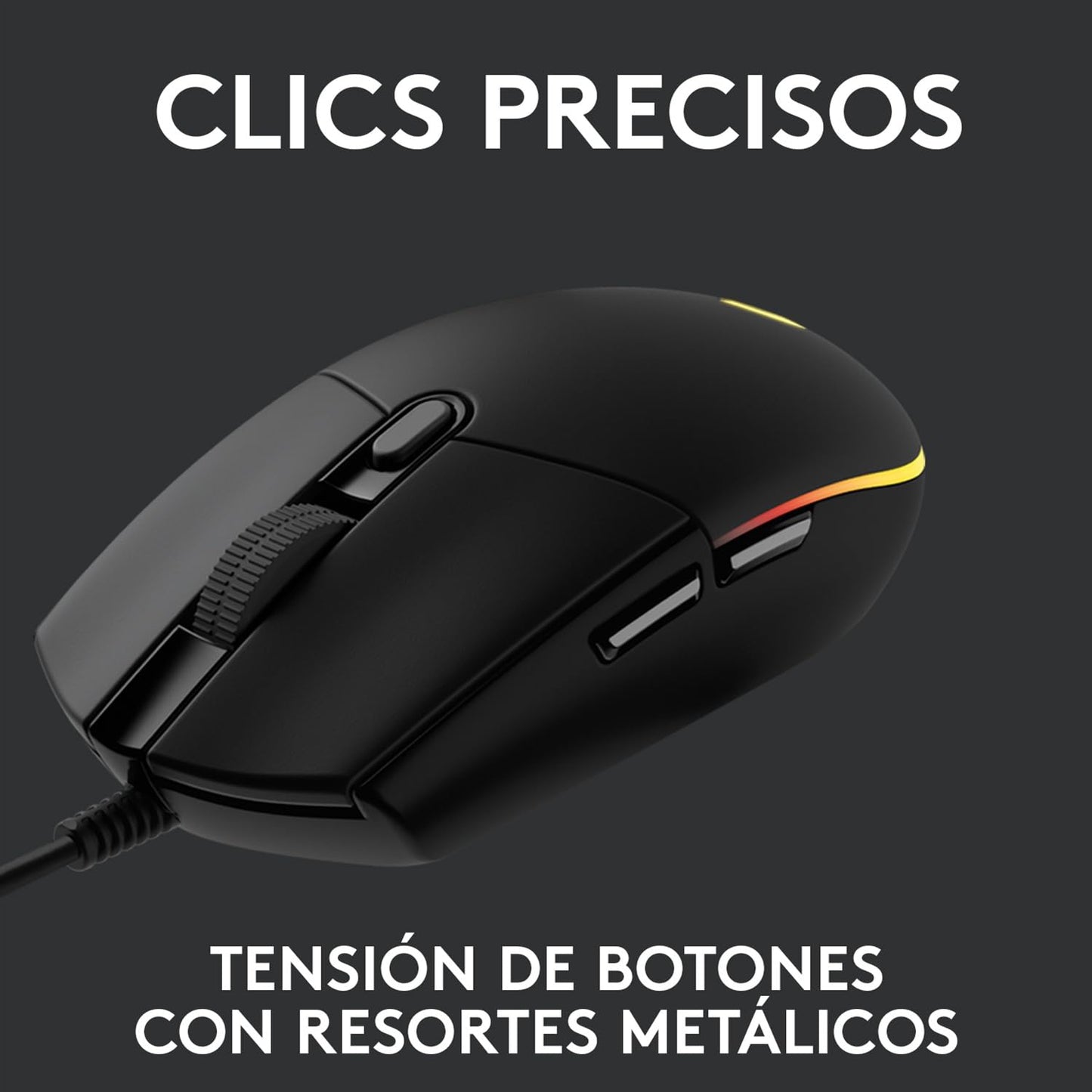 Logitech G203 LIGHTSYNC Mouse Gaming con Iluminación RGB Personalizable, 6 Botones Programables Seguimiento de hasta 8,000 dpi, Ultra-Ligero - Negro