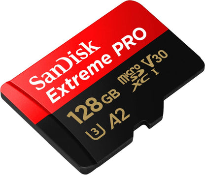 SanDisk 128GB Extreme Pro® microSD™ UHS-I Card with Adapter C10, U3, V30, A2, 200MB/s Read 90MB/s Write SDSQXCD-128G-GN6MA