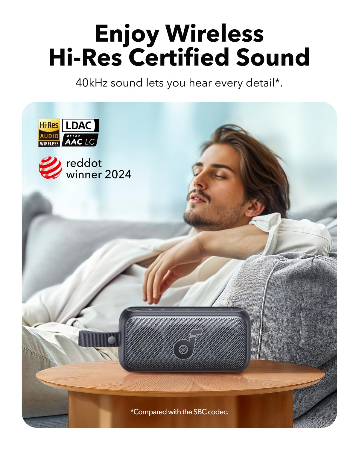 Soundcore by Anker Motion 300 Bocinas Portátiles Inalámbricas Bluetooth Hi-Res 30W, BassUp, SmartTune, 13h de Reproducción, IPX7, Ideal para Jardín, Camping y Senderismo