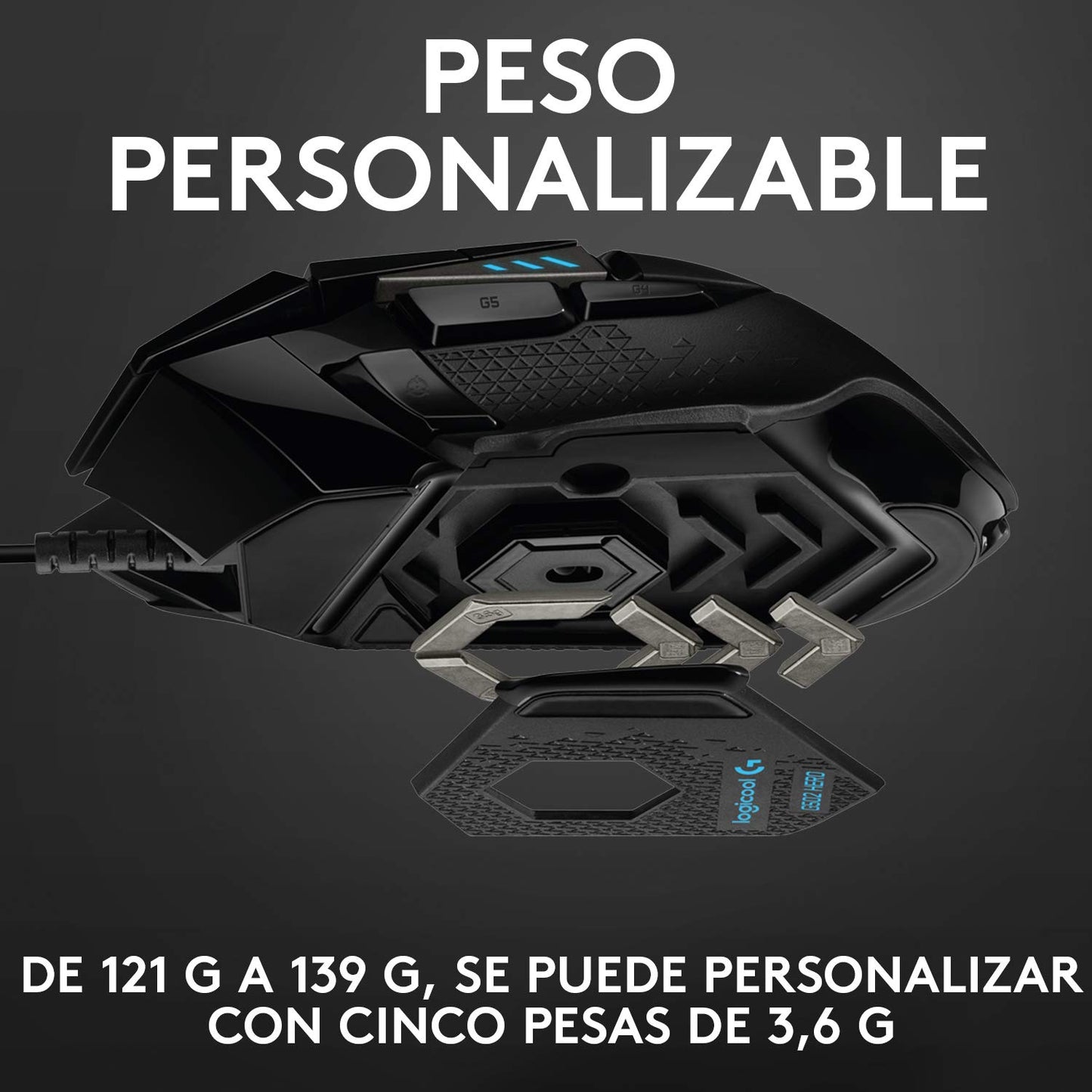 Logitech G502 Hero Mouse Gaming con Cable, Sensor Hero 25K, LIGHTSYNC RGB, Peso Ajustable, 11 Botones programables, Memoria integrada - Negro