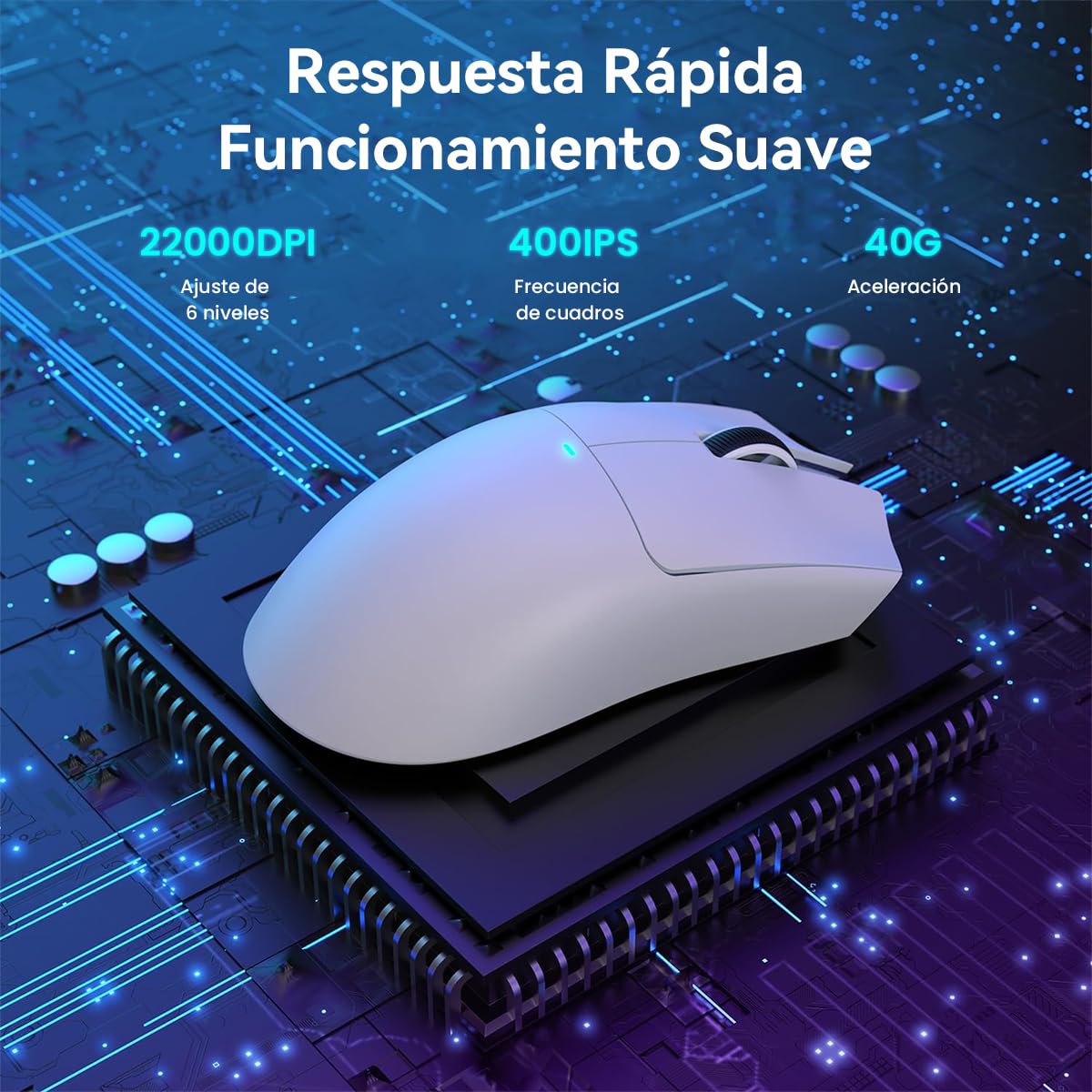 ATTACK SHARK X11 Mouse Inalámbrico con Base de Carga RGB, Mouse Gamer Ultraligero para Juegos, 2.4 GHz/Bluetooth/USB-C de 3 Modos, 24000DPI, 5 Botones programables para PC/Mac (Blanco)