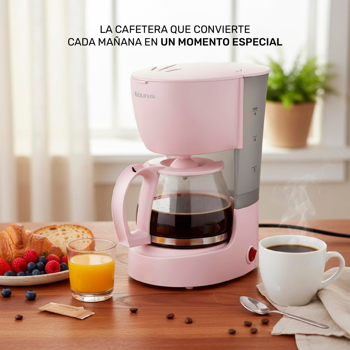 Taurus Cafetera Coffee Max 6 Ribbon Filtro Reutilizable Antigoteo Rosa
