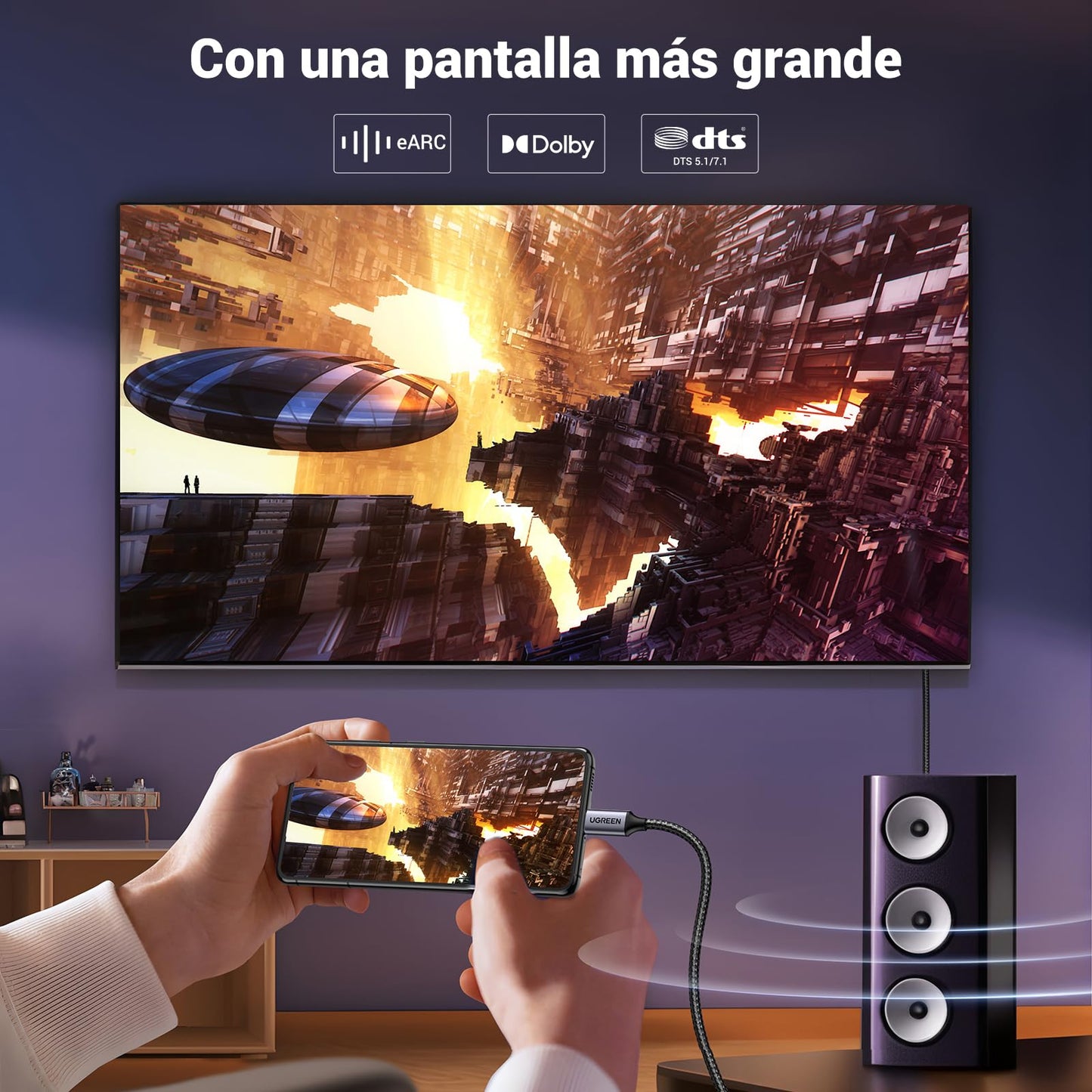 UGREEN Cable USB C a DisplayPort 1.4 8K60Hz 4K240Hz Thunderbolt Negro