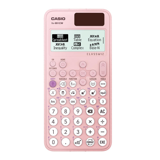 Casio Calculadora Científica fx-991CW ClassWiz, Color Rosa, +540 Funciones, Solar y Batería, Nivel Preparatoria y Universidad