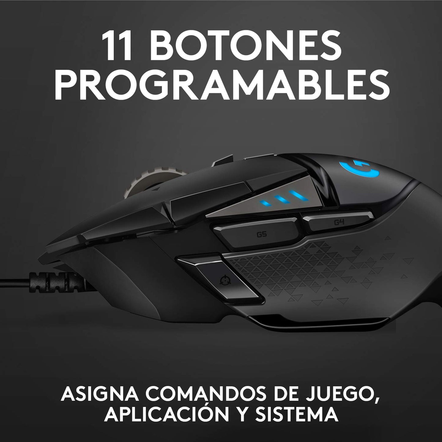 Logitech G502 Hero Mouse Gaming con Cable, Sensor Hero 25K, LIGHTSYNC RGB, Peso Ajustable, 11 Botones programables, Memoria integrada - Negro