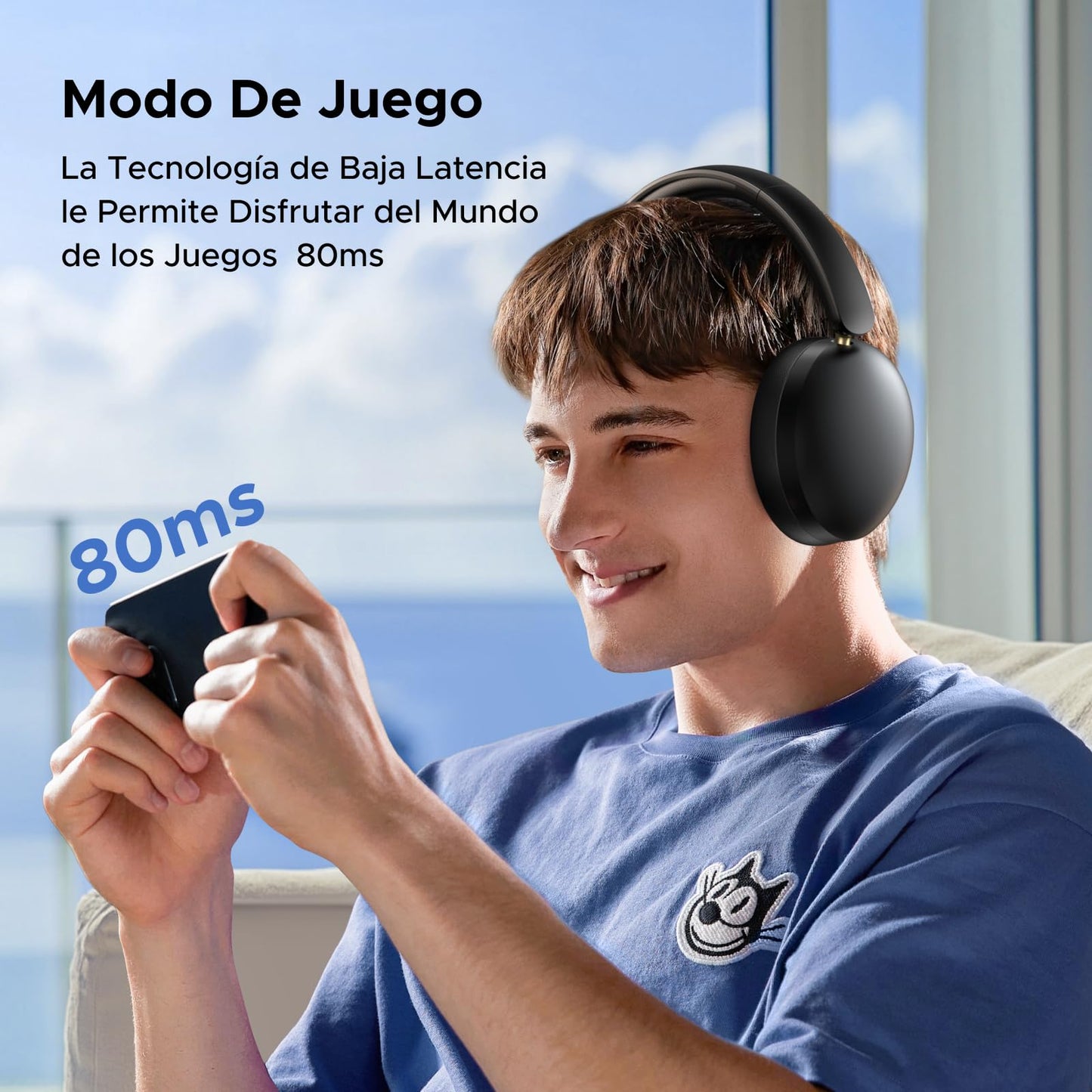 UGREEN Audífonos Inalámbricos Diadema con Micrófono, Auriculares Bluetooth 5.4 40mm Controladores, Audífonos Gamer 243g Ligero Cómodo de Llevar, 80 Horas de Reproducción,Conexión de 2 Dispositivos