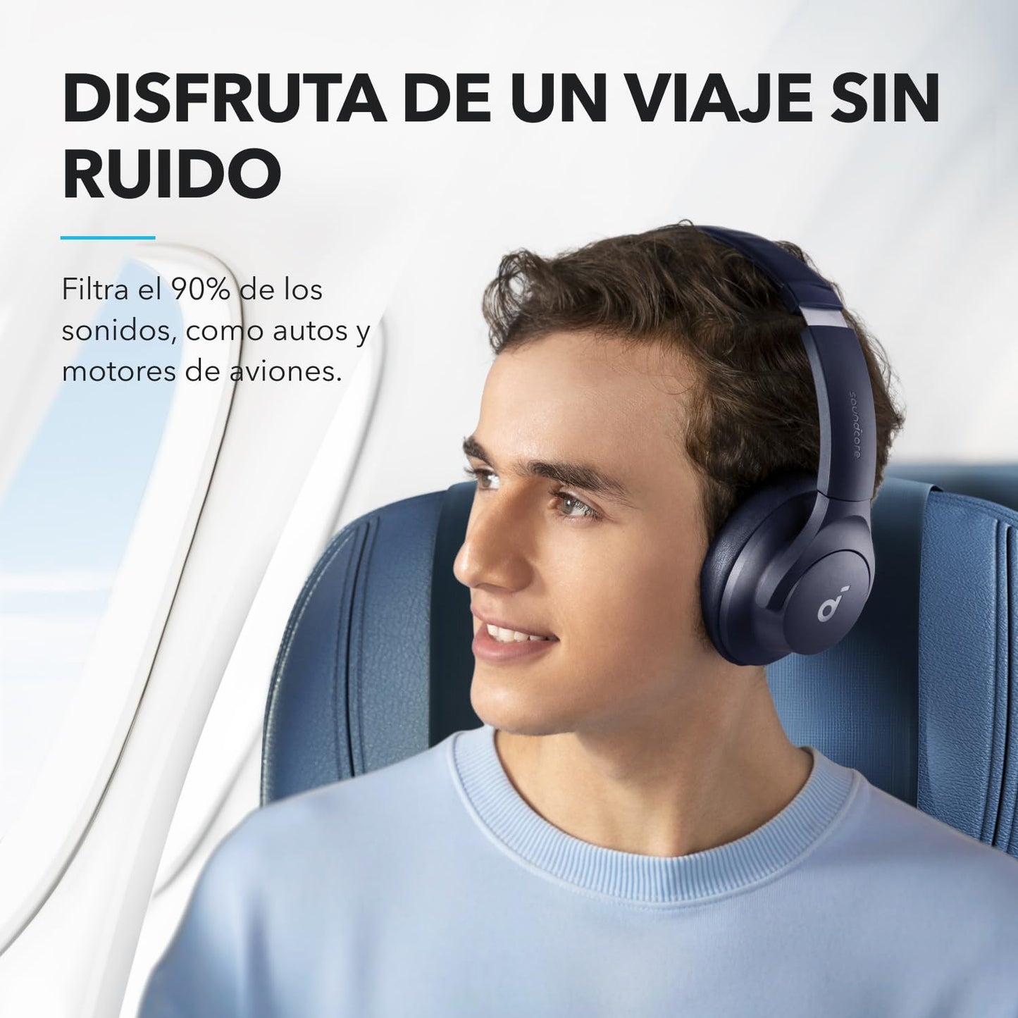 Soundcore by Anker Q20i Audifonos Inalambricos Diadema, hasta 60h Reproducción, Carga Rápida, Cancelación Activa de Ruido, Hi-Res, Bajos Potentes, Modo Transparencia, para Juegos, Gamer