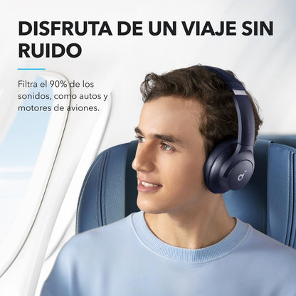 Soundcore by Anker Q20i Audifonos Inalambricos Diadema, hasta 60h Reproducción, Carga Rápida, Cancelación Activa de Ruido, Hi-Res, Bajos Potentes, Modo Transparencia, para Juegos, Gamer