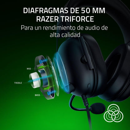 Razer BlackShark V2 X Auriculares para Xbox: Diafragmas de 50mm - Micrófono Cardioide - Ligero - Almohadillas Aislantes de Ruido - para Xbox Series X, Series S, PS5, PC, 3.5mm - Negro