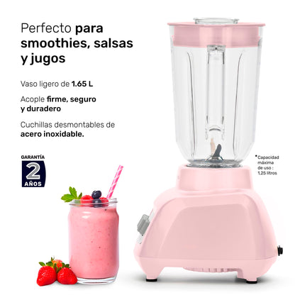 TAURUS HALEY RIBBON | Licuadora 500W* de 4 Velocidades | Vaso de plástico 1.65L* | Sistema Easy Fit Seguro y Duradero | Cuchillas desmontables | Potencia y Control para Preparar Smoothies, Salsas...