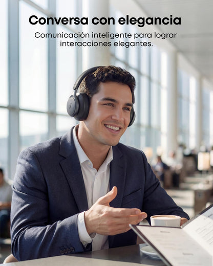 Soundcore by Anker Space One Audífonos Inalámbricos Diadema con Cancelación Activa Adaptativa, Reducción de Voz 2X más Fuerte, Audio Hi-Res, LDAC, hasta 40h, para Juegos, Gamer, Regalos para mamá