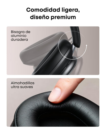 Soundcore Space Q45 Audifonos Inalambricos Diadema con ANC Adaptativa hasta 98%, hasta 50h Reproducción, Carga Rápida, Audio Hi-Res LDAC, App, Ajuste Cómodo, para Juegos, Gamer, Regalos para mamá
