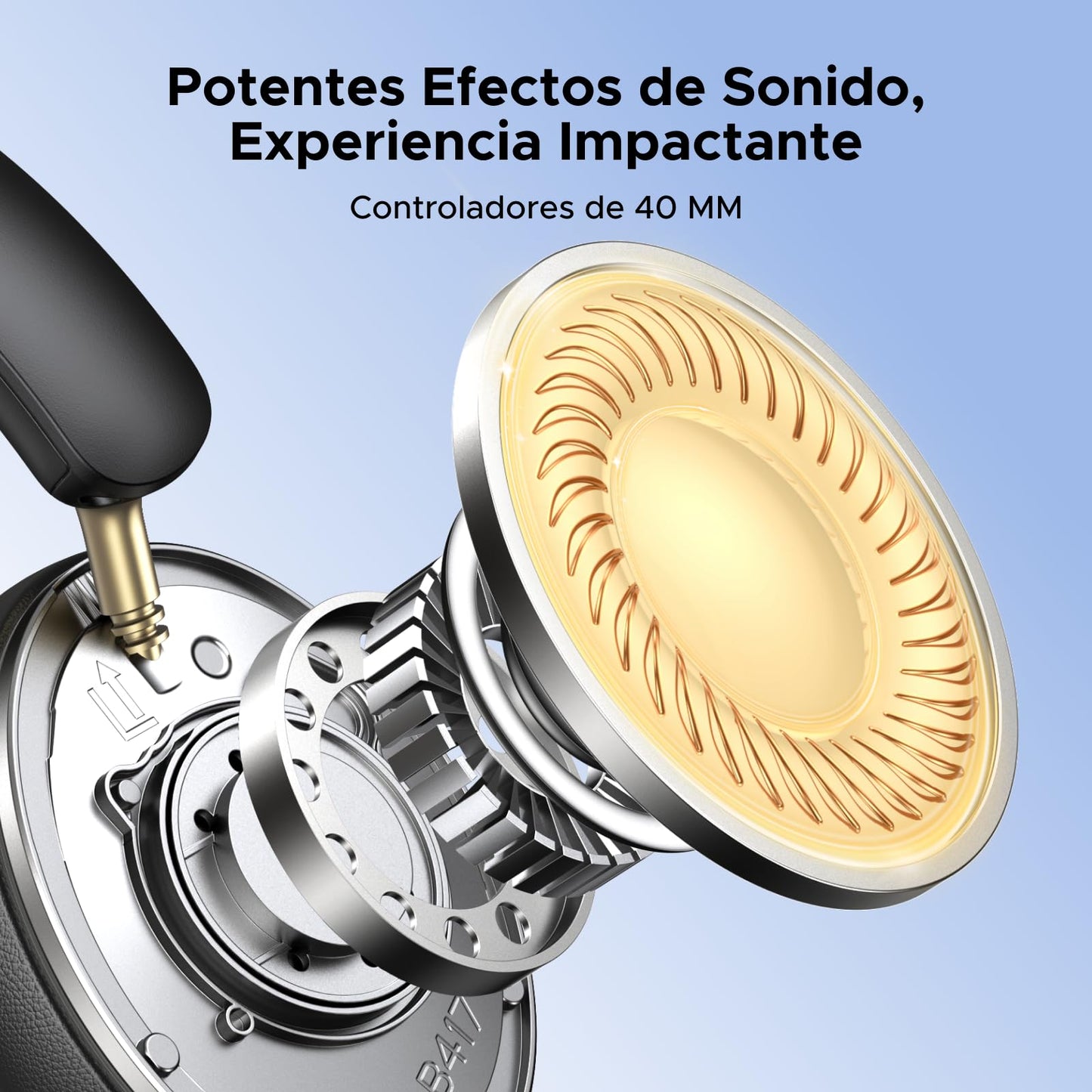 UGREEN Audífonos Inalámbricos Diadema con Micrófono, Auriculares Bluetooth 5.4 40mm Controladores, Audífonos Gamer 243g Ligero Cómodo de Llevar, 80 Horas de Reproducción,Conexión de 2 Dispositivos