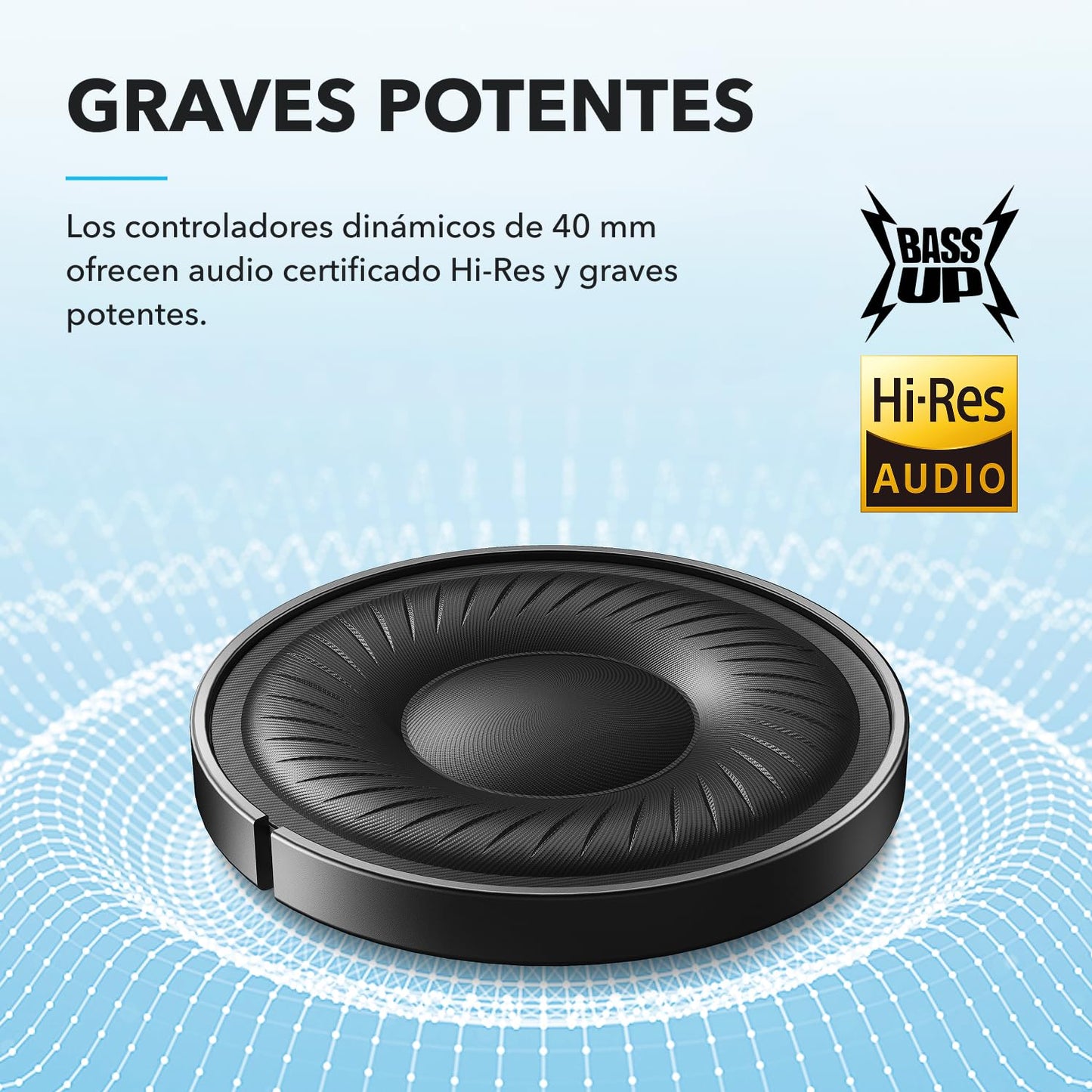 Soundcore by Anker Q20i Audifonos Inalambricos Diadema, hasta 60h Reproducción, Carga Rápida, Cancelación Activa de Ruido, Hi-Res, Bajos Potentes, Modo Transparencia, para Juegos, Gamer