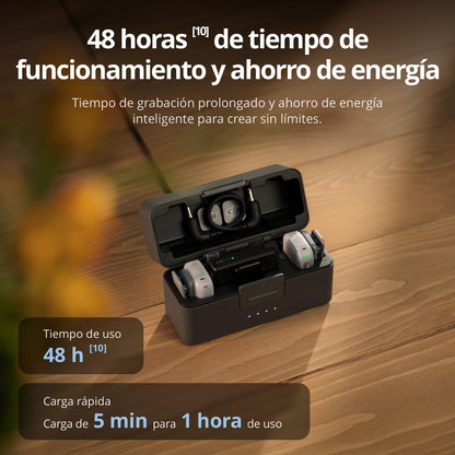 dji Mic Mini 2 (2 TX + 1 RX móvil + Estuche de Carga), micrófono inalámbrico para móvil iPhone 17/16/15 y Android/Tableta/PC, conectar y Listo, batería de 90 h, transmisión hasta 300 m, Vlogs