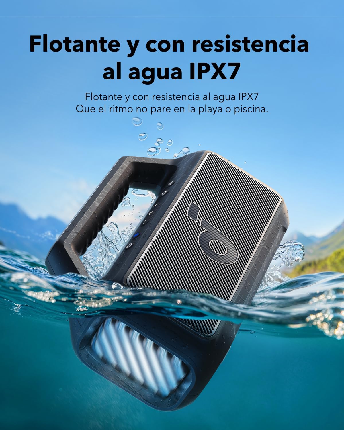 Soundcore by Anker Boom 2 Bocina Bluetooth Portatil, Hasta 24h de Reproducción, Potencia 80W RMS con BassUp, Sincroniza +100 Altavoces, IPX7 Flotante, Altavoz Inalámbrico, Party Box, Regalos para mamá